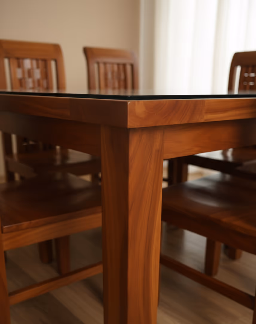 Close-up of the Imperia table corner and glass edge