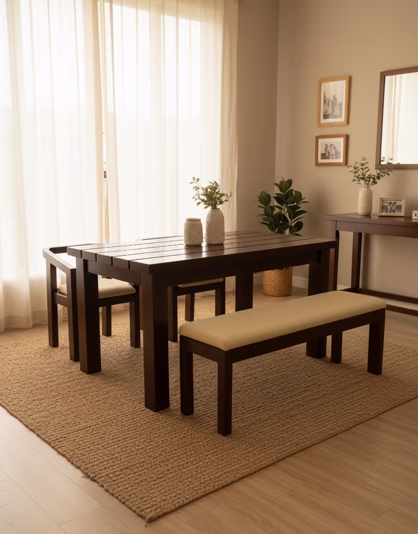Sorrento table and bench seen from the side